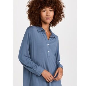 NWOT Eberjey Gisele The Boyfriend Sleepshirt Coastal Blue